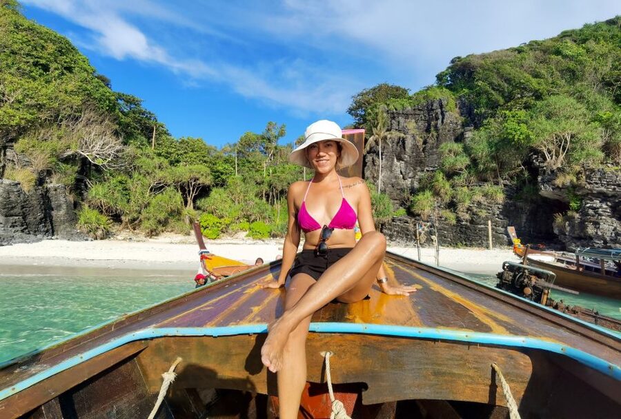 From Krabi: Phuket Transfer with Phi Phi Longtail Boat Tour - From Phi Phi pier to Phi Phi Don: your self-guided window