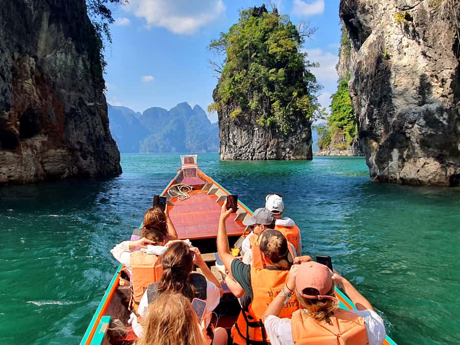 Phuket: Cheow Lan Lake, Diamond Cave, Hiking, All Included - Khao Sam Glur Photo Stop: The Signature Symbol of the Lake