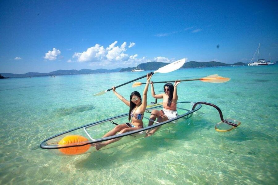 Phuket: Coral Island & Sunset Dinner by Sailing Catamaran - Koh Hey (Coral Island) in real life: sand, swimming, and water activities
