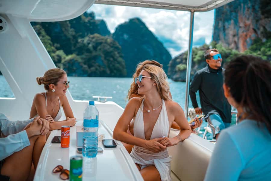 Phuket: James Bond & Phang Nga Bay by Luxury Sunset Yacht - Onboard Fun Zone: Sea Slide, Clear Kayaks, Paddleboards, Floating Pool