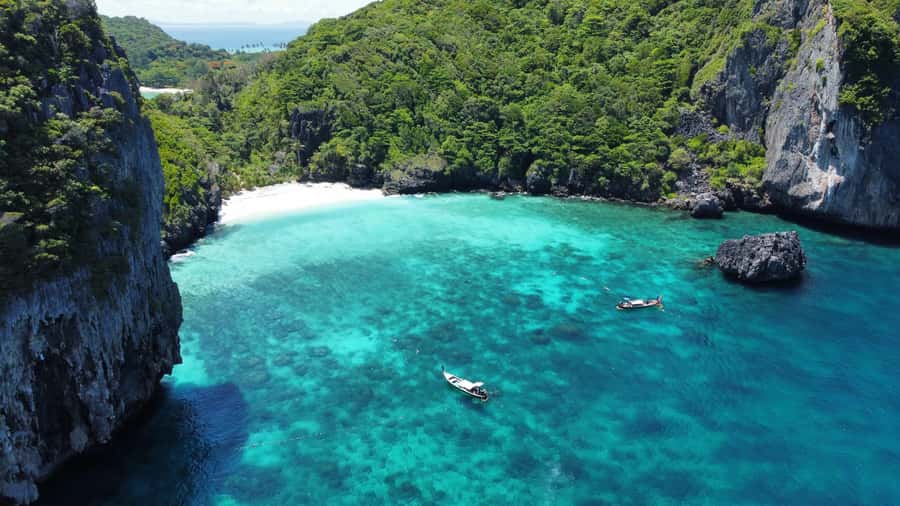 Phuket: Phi Phi, Bamboo & Maithon by Premium Speed Catamaran - Maiton Island: the ride-down-the-sunset plan (plus dolphins, maybe)