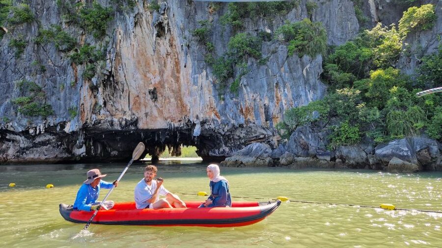 Phuket: Private Tour to James Bond, Ko Panyi & Samet Nangshe - Wat Suwan Khuha Cave Temple: the 15-meter reclining Buddha stop