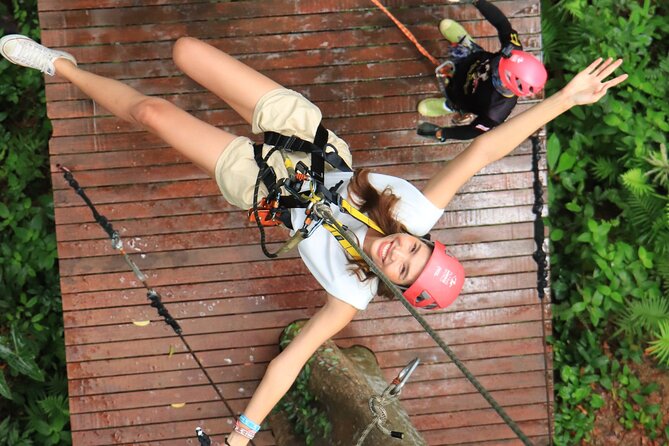 World C+ (Ziplines 10 Platforms + Roller + Sky Walk and World Set Menu ) - Zipline, abseils, and a spiral staircase: the main action block